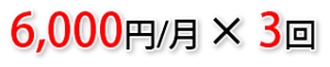 6000円（1ヶ月）×3
